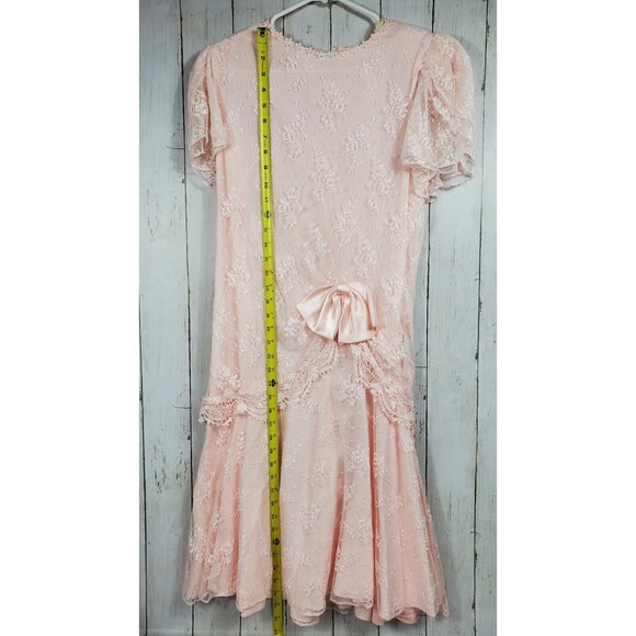 VTG Barbara Chodos Michael Marcella Dress WMNS Sz 12 Drop Waist Flapper Lace 80s - Picture 7 of 12